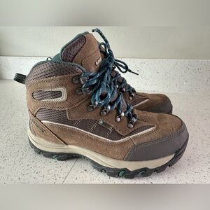 Hi-Tec Brown and Gray Hiking Boots with Teal Laces